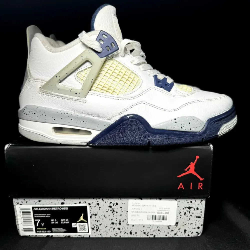 Size 7 - Nike Air Jordan 4 Retro GS Midnight Navy Men's Shoes